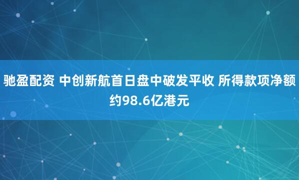 驰盈配资 中创新航首日盘中破发平收 所得款项净额约98.6亿港元